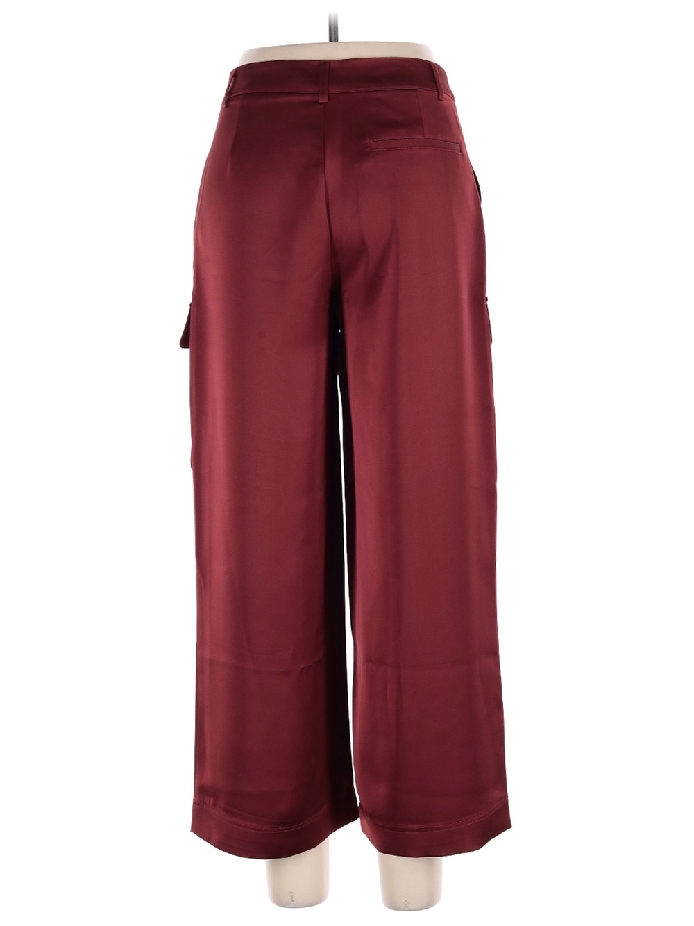 Noli Wide-Leg Satin Pants in Burgundy